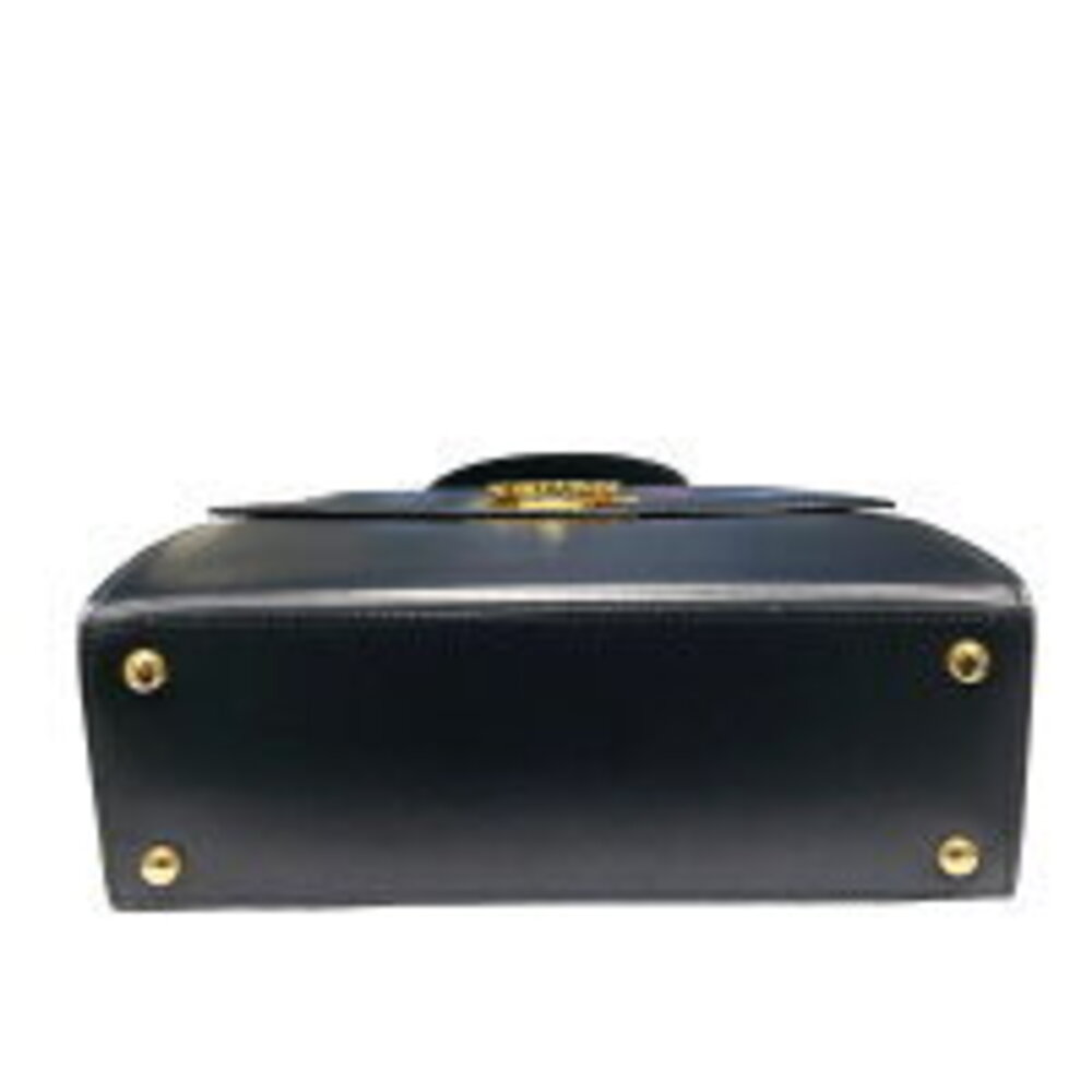 Celine Handbag Logo Gancini Shoulder Bag Black Calfskin Leather HO - Picture 9 of 9